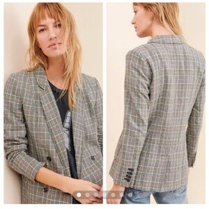 Maeve by Anthropologie Lilith Oversized Micro Plaid Blazer